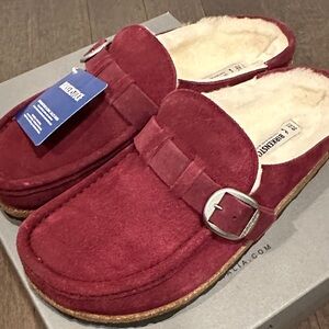 Birkenstock Burgundy Suede Slip-Ons